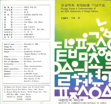 1981/ �ѱ���ȸ â�� 60�� �ȳ�ī��(����)